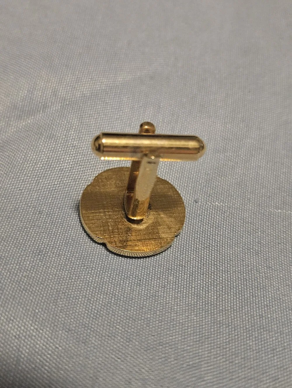 Vintage Mid Century Gold Tone Round Cufflinks Clear Rhinestone Bullet Back